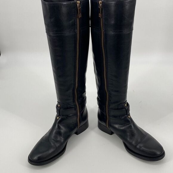 Tory Burch Leather Knee High Logo Riding Boots Black Size 6‎ - Picture 8 of 16